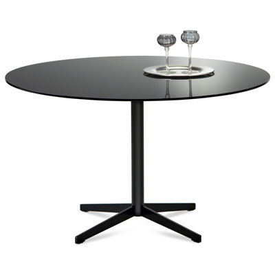Jasper Dining Table Finish (Frame / Top): Black Lacquered / Black Glass