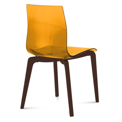 Gel-L Dining Chair (Set of 2) Seat Finish: Transparent Green, Leg Finish: Brown