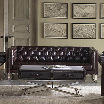 Lazzaro Leather WH-1410-30-9012B Bordeaux Leather Sofa