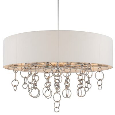 Ringlets 12 Light Drum Pendant Shade Color: White Linen Fabric