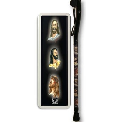 Three Faces of Jesus Offset Single Point Cane image