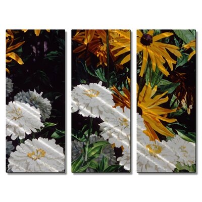 All My Walls 'Black-eyed Susans' by M J Studios 3 Piece Graphic Art Plaque Set