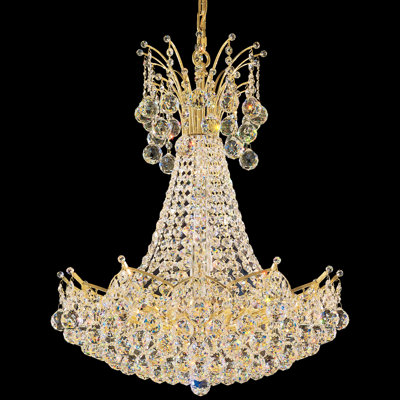 Contessa 22 Light Foyer Pendant Color: Gold Crystal Color: Spectra Swarovski