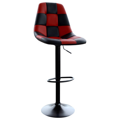 AmeriHome Adjustable Height Swivel Bar Stool Upholstery: Red