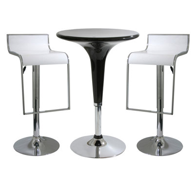 AmeriHome 3 Piece Adjustable Height Pub Table Set Color White Black