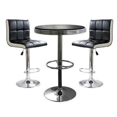 AmeriHome 3 Piece Adjustable Height Pub Table Set