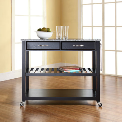 Kitchen Island with Granite Top Frame Finish: Black