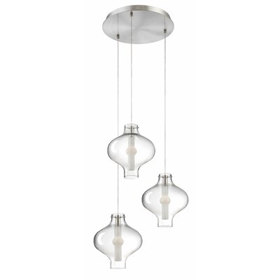 Abacus 3 Light Pendant Shade Color: Clear