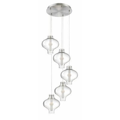 Abacus 5 Light Pendant Shade Color: Clear