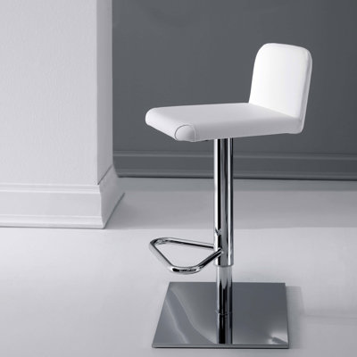 Linus Adjustable Height Swivel Bar Stool Upholstery: White, Finish: Graphite Coated