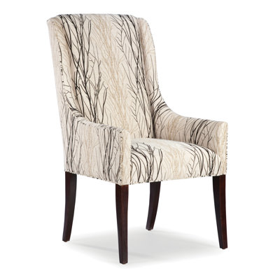 High Back Dining Arm Chair Upholstery: Ebony, Finish: Manhattan