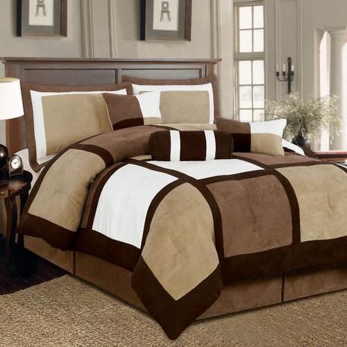 Textiles Plus Inc. Microsuede Patchwork Bed in a Bag 7 Piece Comforter Set CS