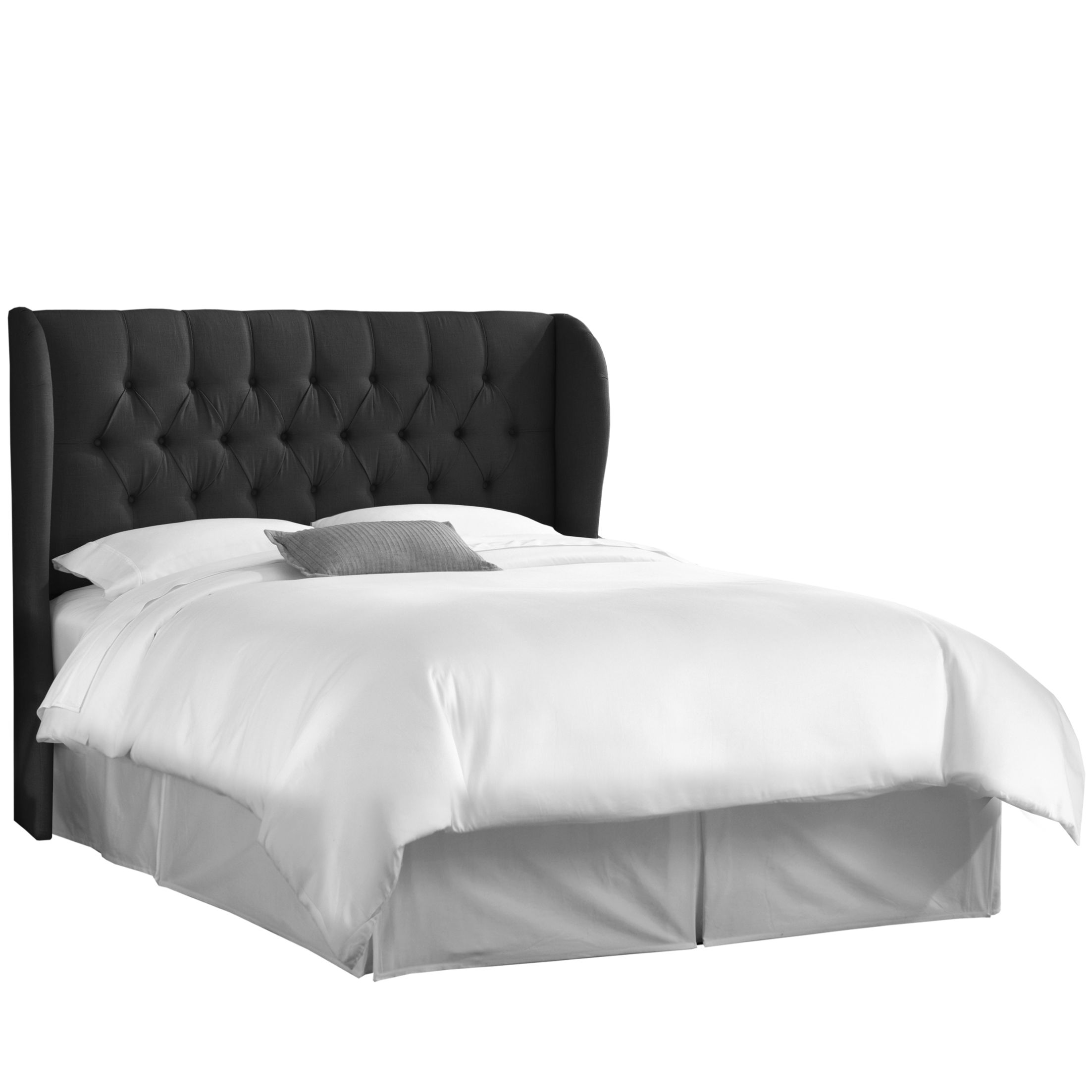 Headboards Twill Upholstered Wingback Headboard Fashion and function meet with this grand tufted wingback headboard. It features trendy twill upholstery and handcrafted diamond tufts. Its unique silhouette will make this headboard the centerpiece to any bedroom. Attaches to any standard bed frame. ...