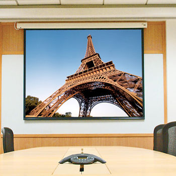 Projector Screens Baronet White Electric Projection Screen Features: -Baronet collection.-Material: Polyester.-Can be mounted on a wall, suspended or recessed above ceiling.-Scratch-resistant.-Surface Finish: Argent White.-Voltage: 110 V.-Made in the USA.-Product Type: Electric.-Mount Type: Wall/Ceiling mount...