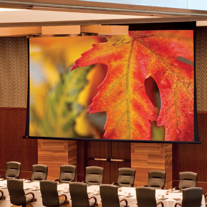 Projector Screens Paragon/Series V White Electric Projection Screen Features: -Heavy-duty.-Operates on steel roller powered by an extremely strong tubular motor-in-roller.-Plenum rated case.-Border color: Black.-Includes one 110-120v 3-position switch.-Product Type: Electric.-Mount Type: Wall/Ceiling mounted.-Applicat...