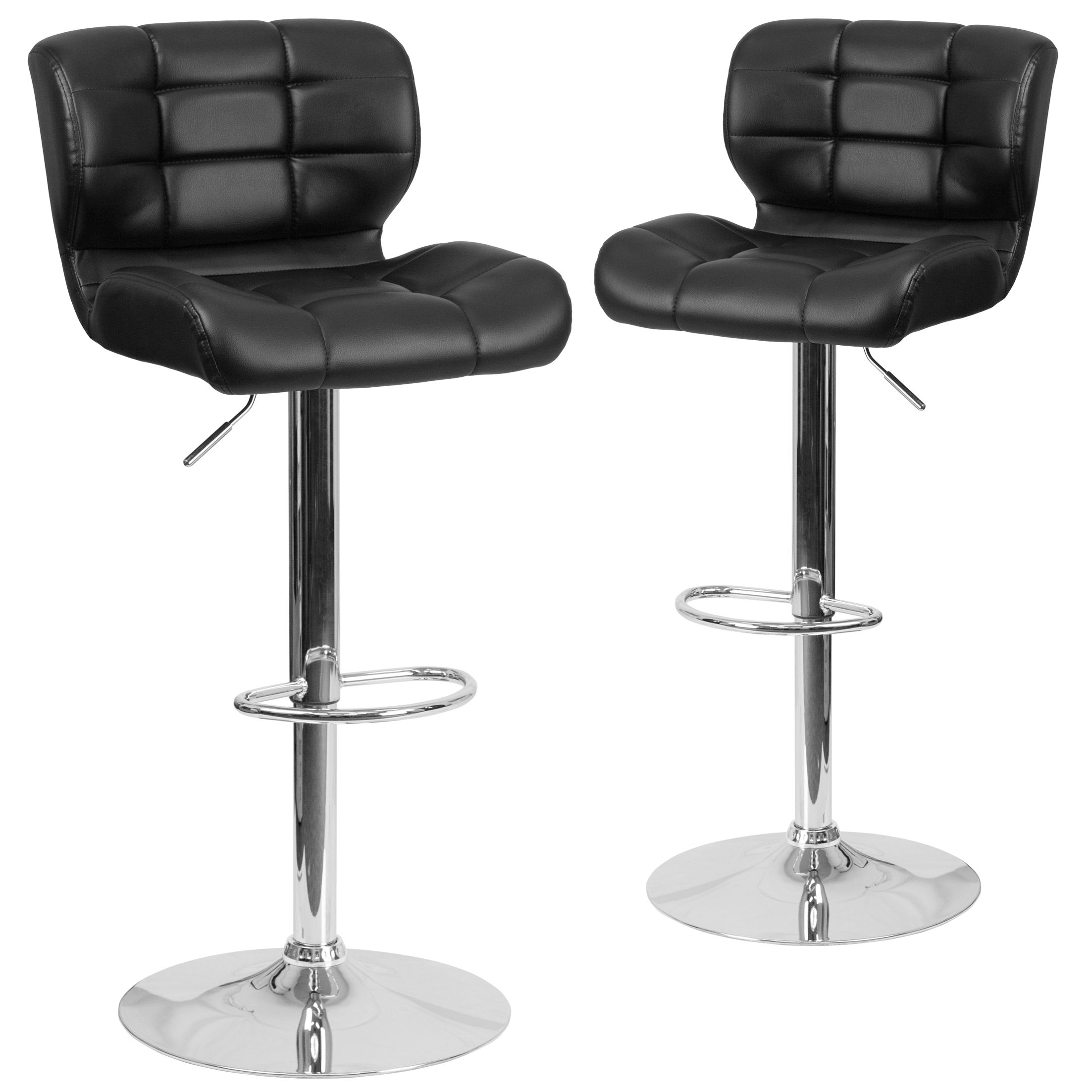 North Widcombe Adjustable Height Swivel Bar Stool Upholstery: Black