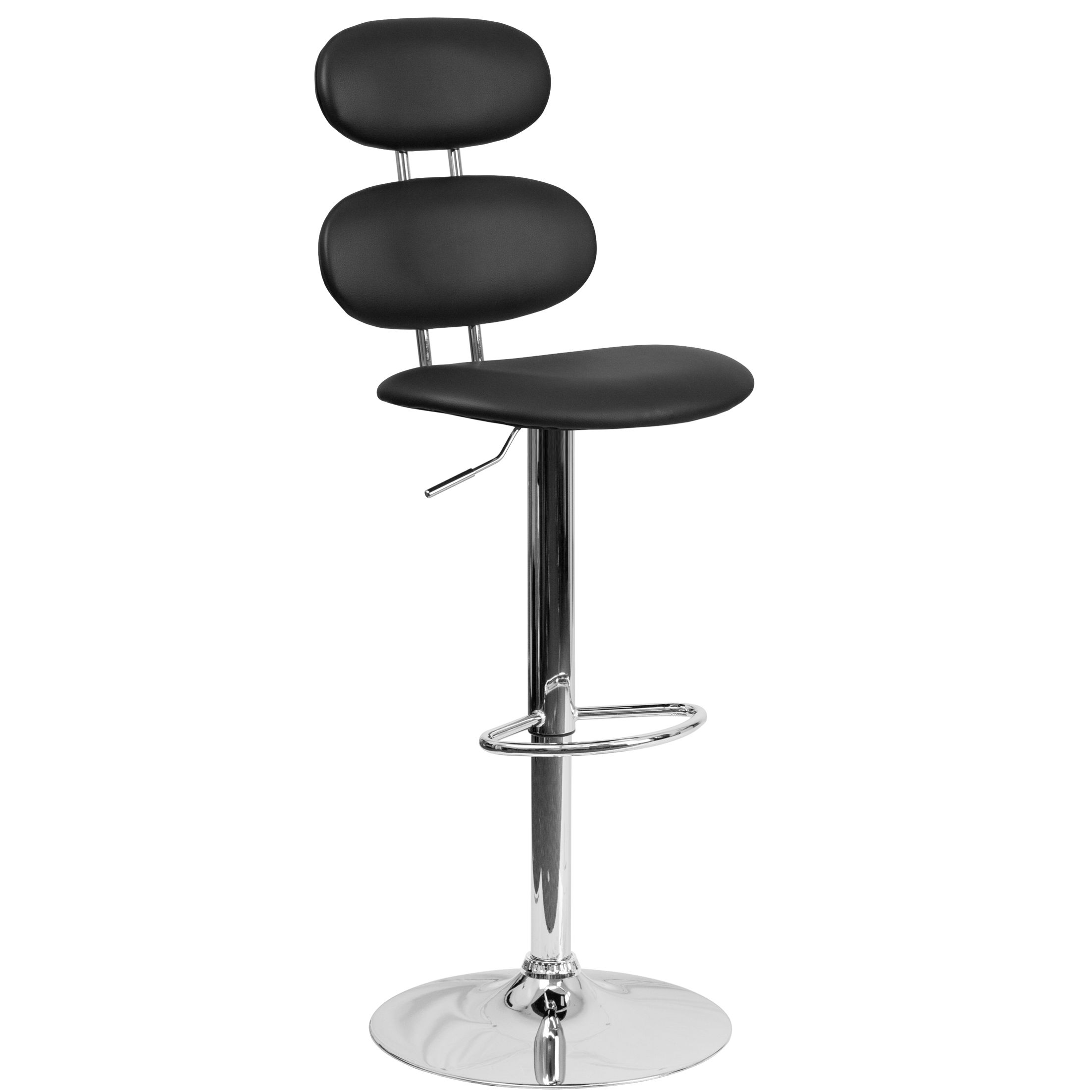 Norberg Adjustable Height Swivel Bar Stool Upholstery: Black
