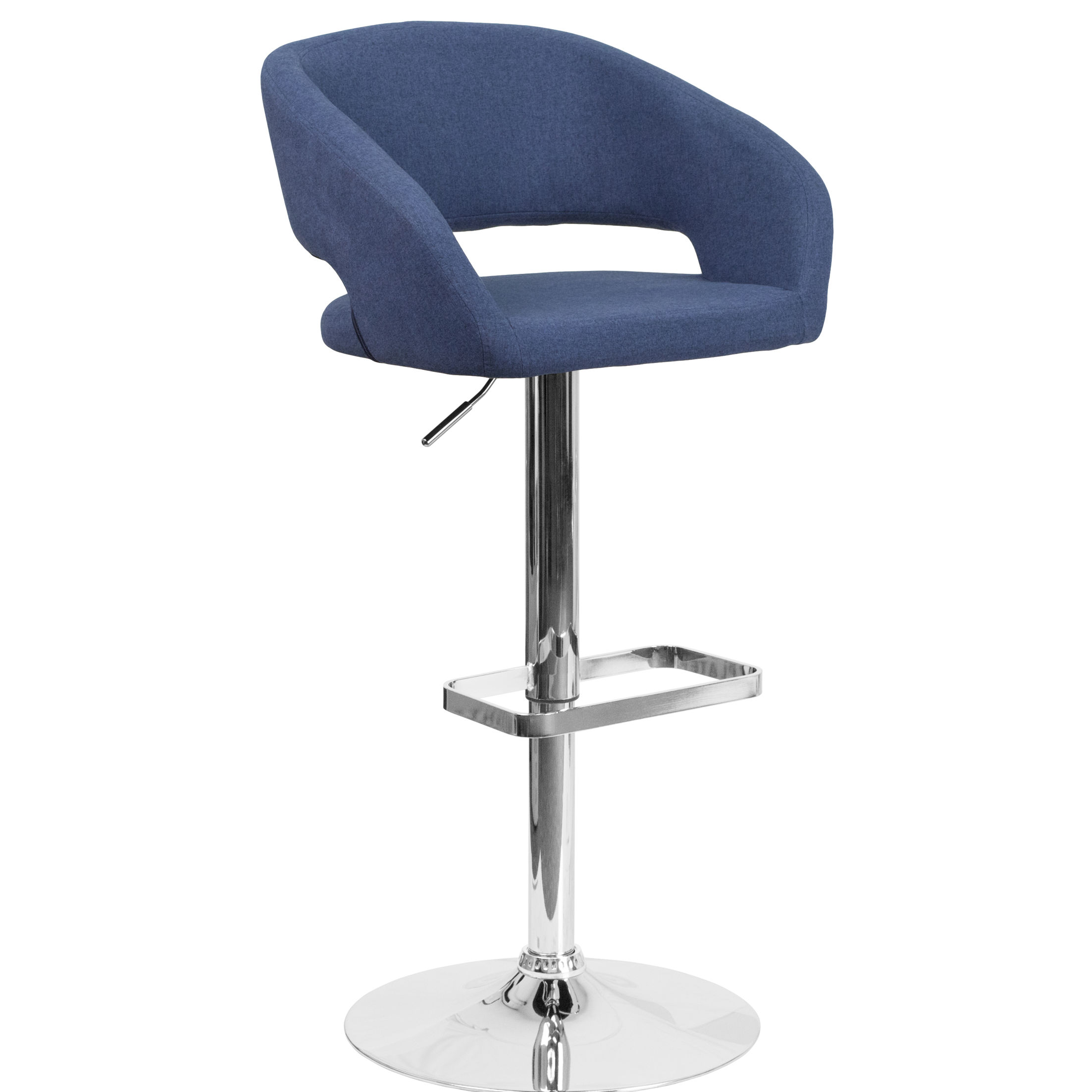 Noonkester Adjustable Height Swivel Bar Stool Upholstery: Blue
