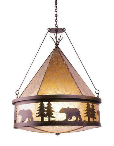 Bear 3-Light Shaded Chandelier Finish: Old Iron, Shade / Lens: White Mica