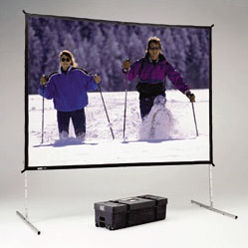Projector Screens Fast Fold Deluxe Portable Projection Screen Features: -Fast Fold Deluxe collection.-Complete screen also includes a rugged carrying case with wheels.-Deluxe Fast-Fold frame and legs are constructed of sturdy 1.25