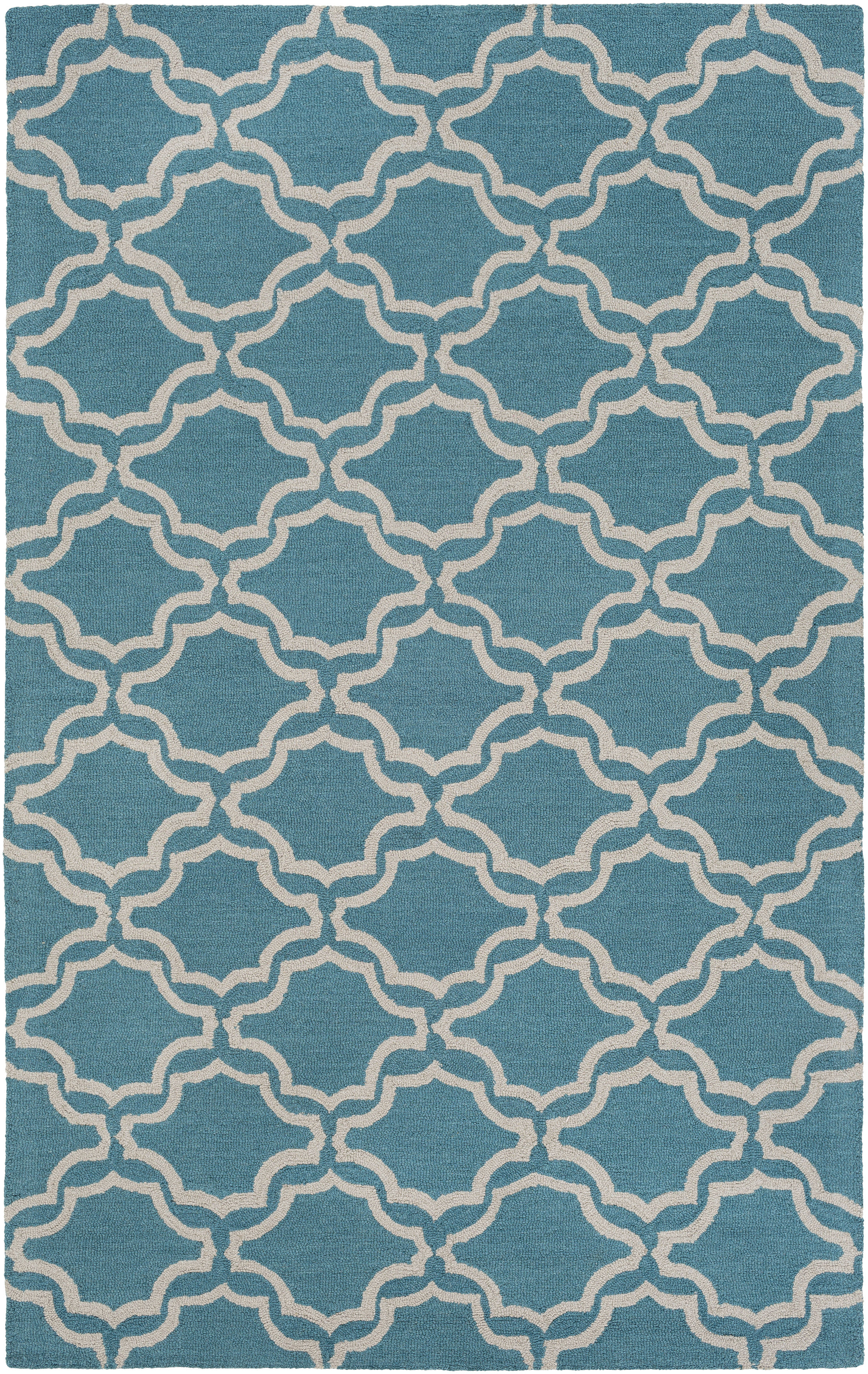 Misha Blue Geometric Wool Hand-Woven Area Rug