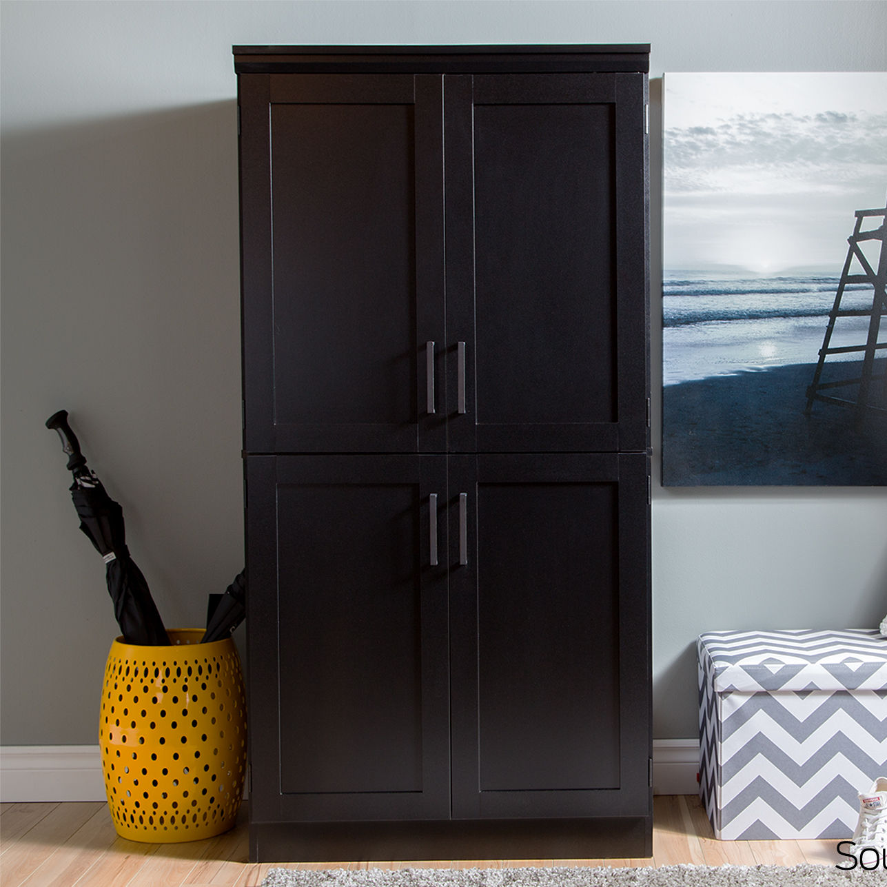 Preciado Rustic Wardrobe Armoire Color: Pure Black