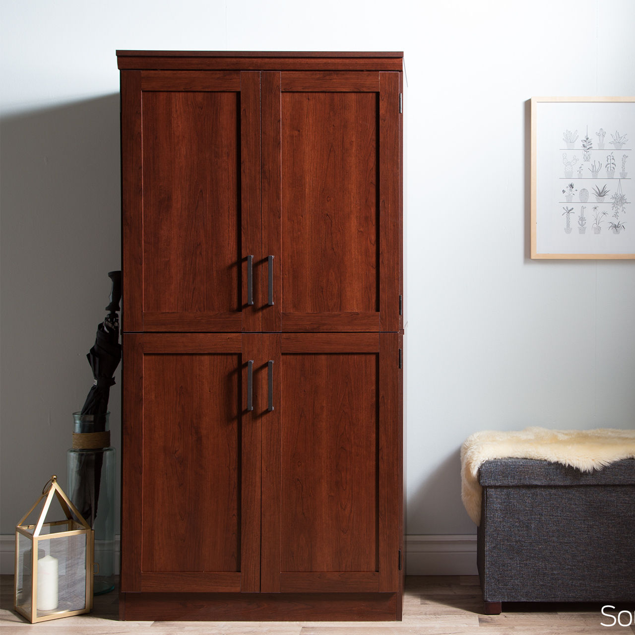 Preciado Rustic Wardrobe Armoire Color: Royal Cherry