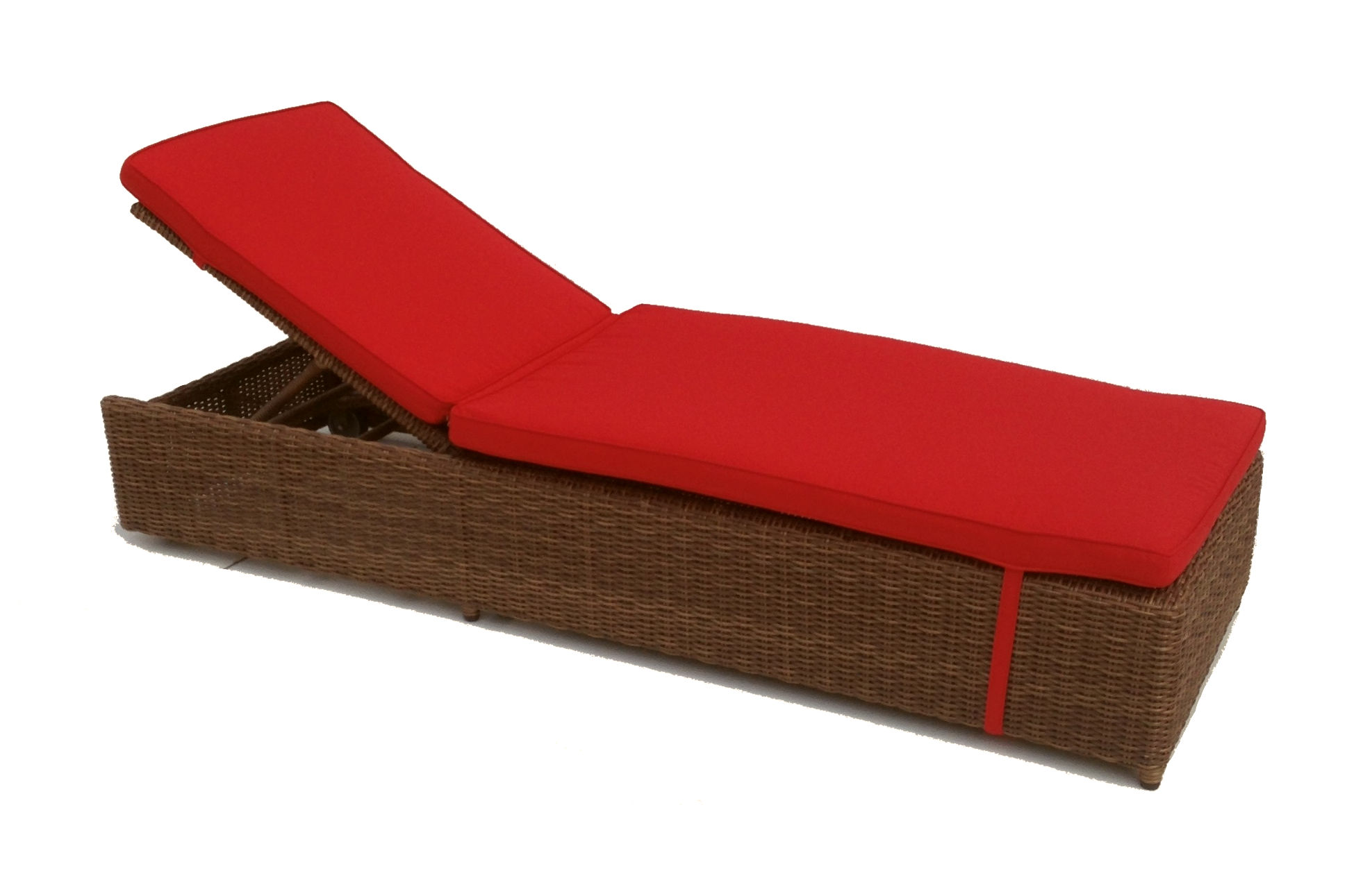 Patio Chaise Lounges Santa Barbara Chaise Lounge with Cushions Features: -Contemporary style.-Made of wicker/rattan.-Cushions included.-3 reclining positions.-Caramel finish.-Product Type: Single chaise.-Color: Caramel.-Style: Modern & Contemporary.-Outer Frame Material: Wicker/Rattan -Outer Frame Material Detail...