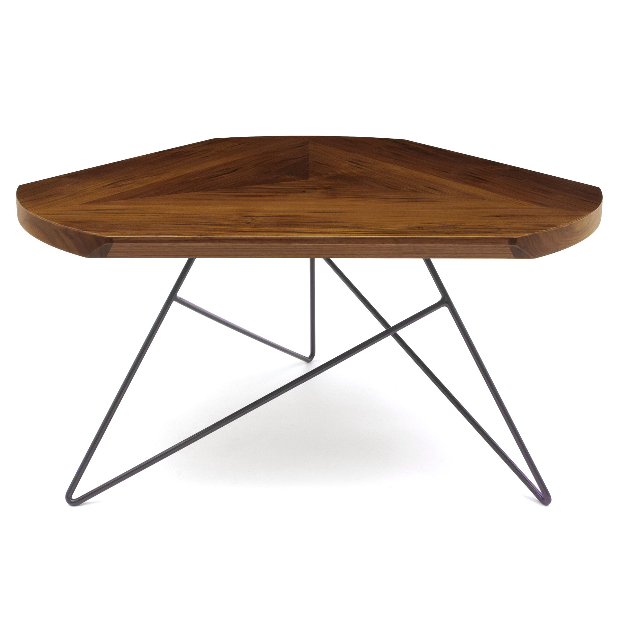 Coffee & Cocktail Tables Acute Coffee Table Deriving its geometric beauty from acute angles, the Acute Coffee Table features a thick veneer and solid walnut banding crafted into a contemporary pattern while the 3 metal legs provide a reliable, and eye-catching base. Features: -Product Type: Cof...