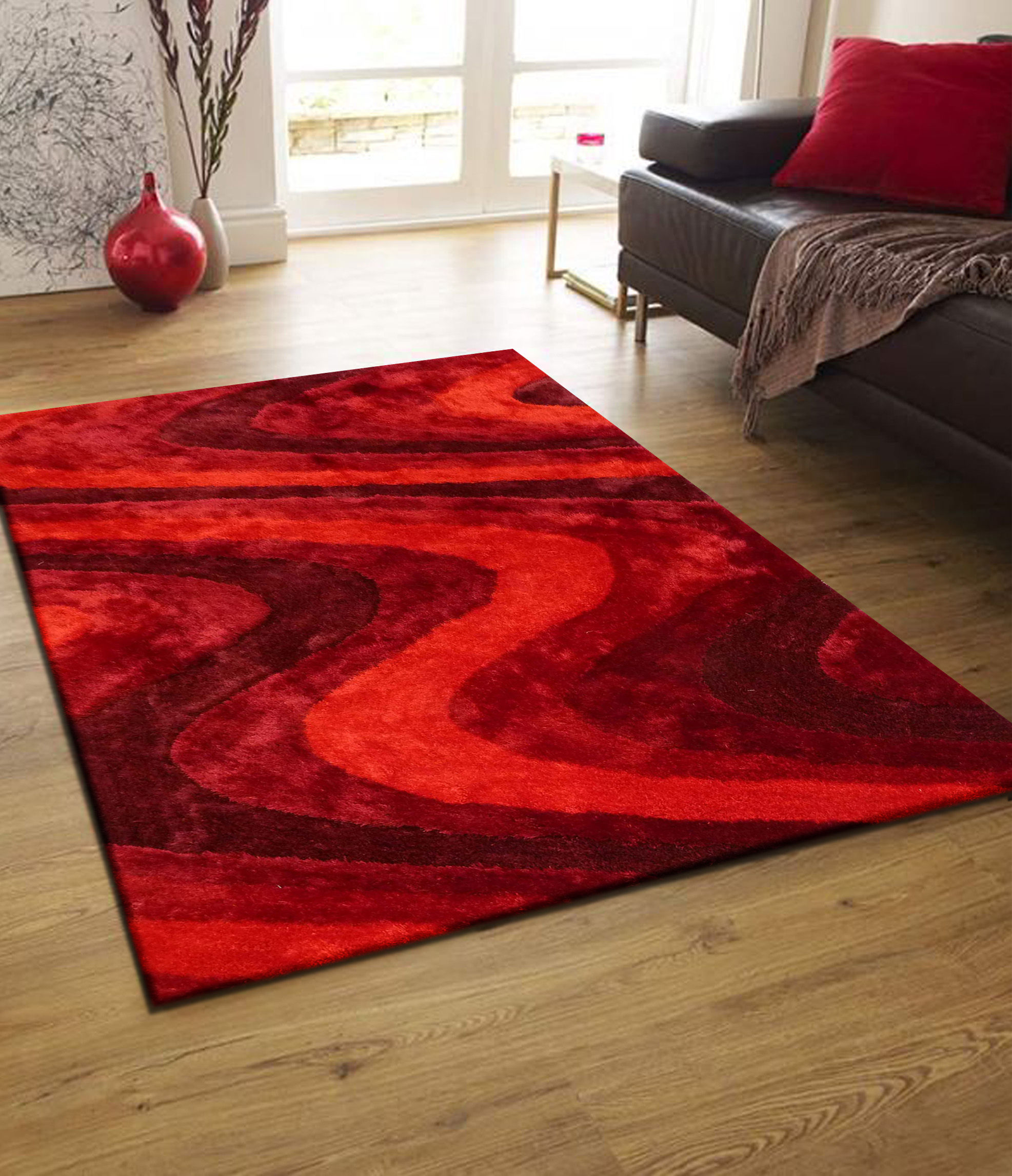 Quijada Hand-Tufted Red Area Rug