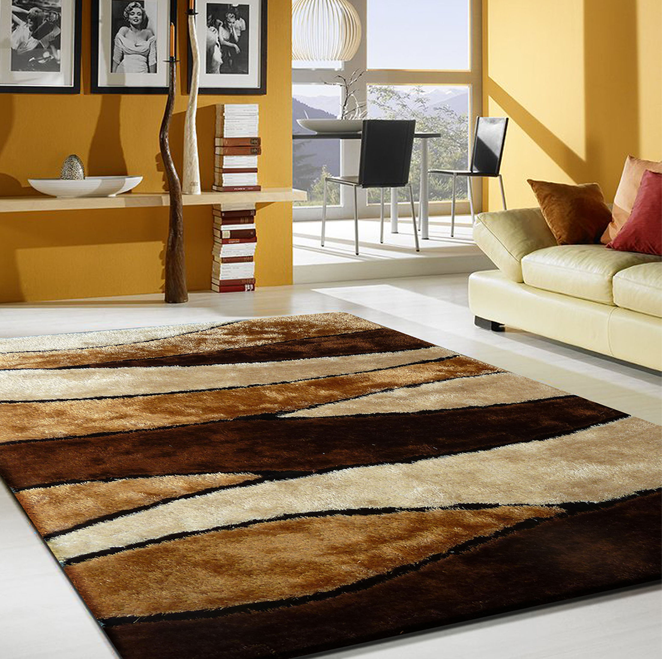 Quintanar Hand-Tufted Brown/Cream Area Rug