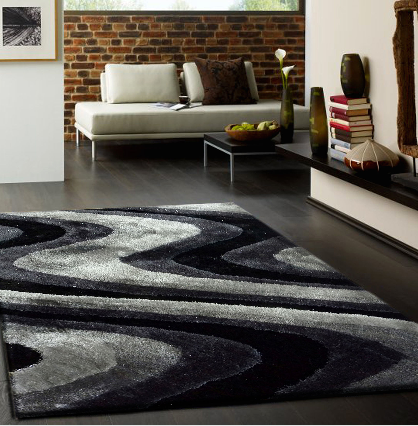 Quijada Hand-Tufted Gray/Black Area Rug