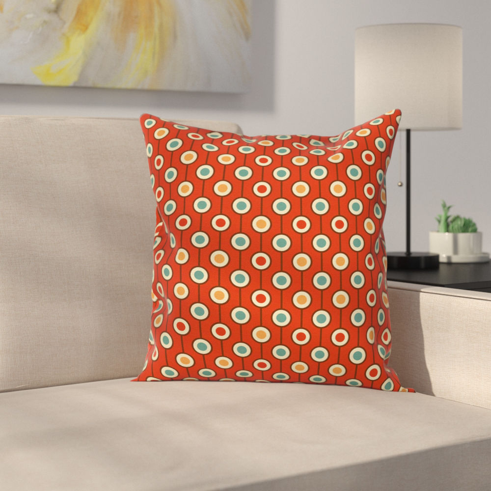 60s Style Hippie Dots Cushion Pillow Cover Size: 24