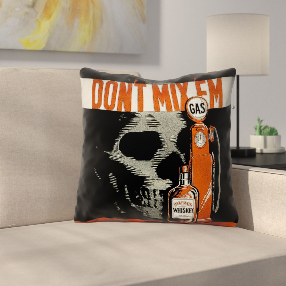 Accent Pillows Anti-Drunk Driving Poster Square Outdoor Throw Pillow Features: -Waterproof and mildew proof.-No UV properties.-No zipper included.-Blown and closed.-Spot clean and dry clean only.-Made in the USA.-Product Type: Throw pillow.-Cover Material: Polyester/Polyester blend -Cover Material Details: ..-Insert In...