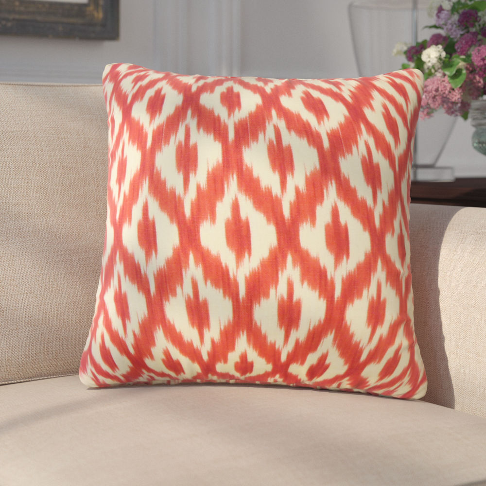 Accent Pillows Honesti Ikat Down Filled Down Filled Cotton Throw Pillow