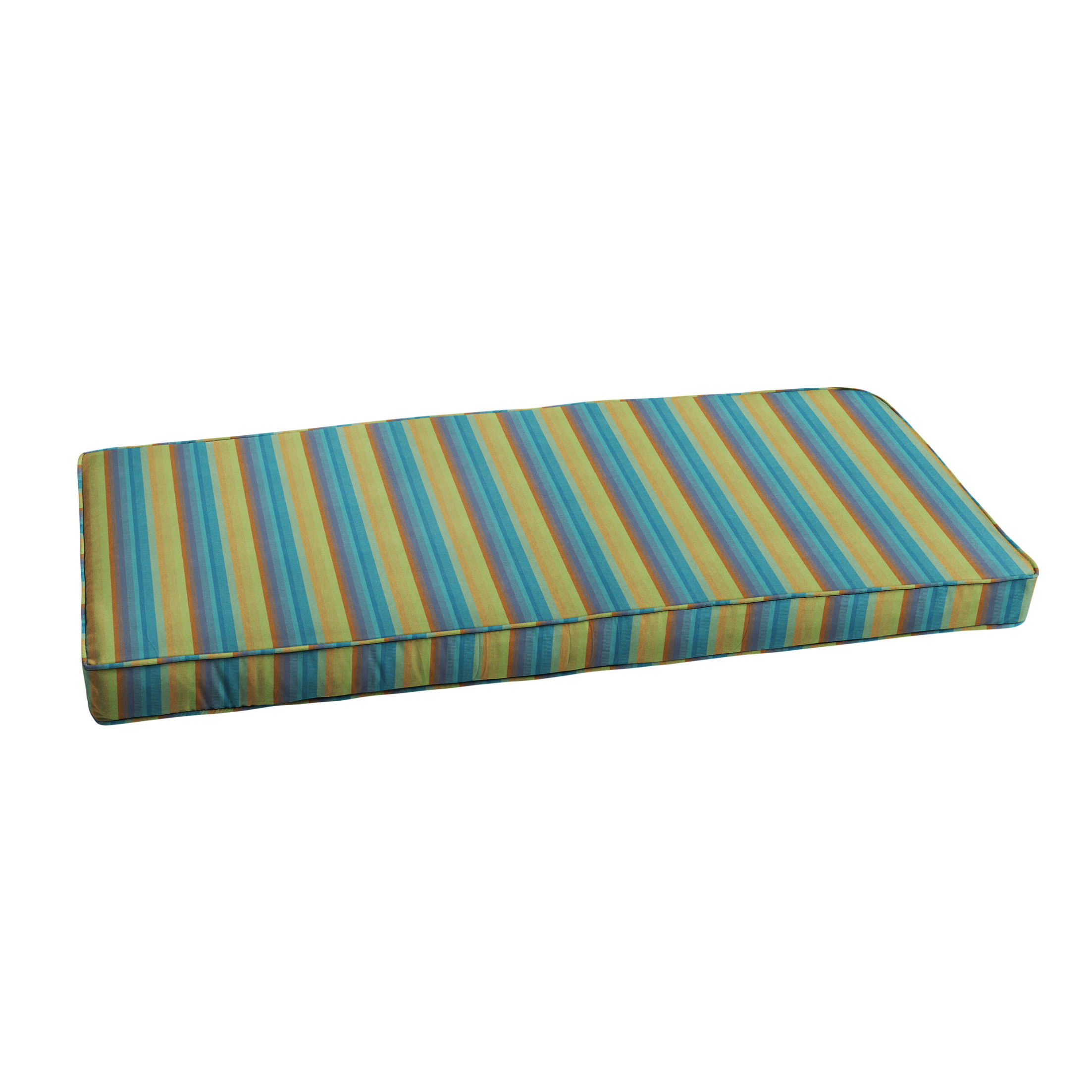 Furniture Cushions Outdoor Sunbrella Bench Cushion Features: -Cushion cover can be removed for easy cleaning.-The eco-friendly fill is 100% recycled polyester.-Zipper closure with corded edging.-Product Type: Bench Cushion.-Color: Green/Blue.-Location: Outdoor Use Only.-Upholstery Material: Sunbrella ...