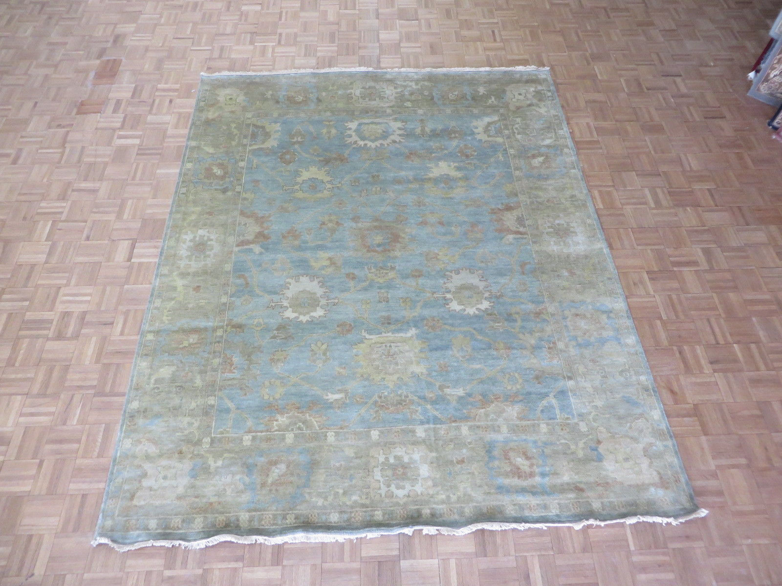 Fascinating Haile Area Rug Size Rectangle 8 X 11 One Of A Kind Eladia Oushak Hand Knotted Wool Sky Blue Area