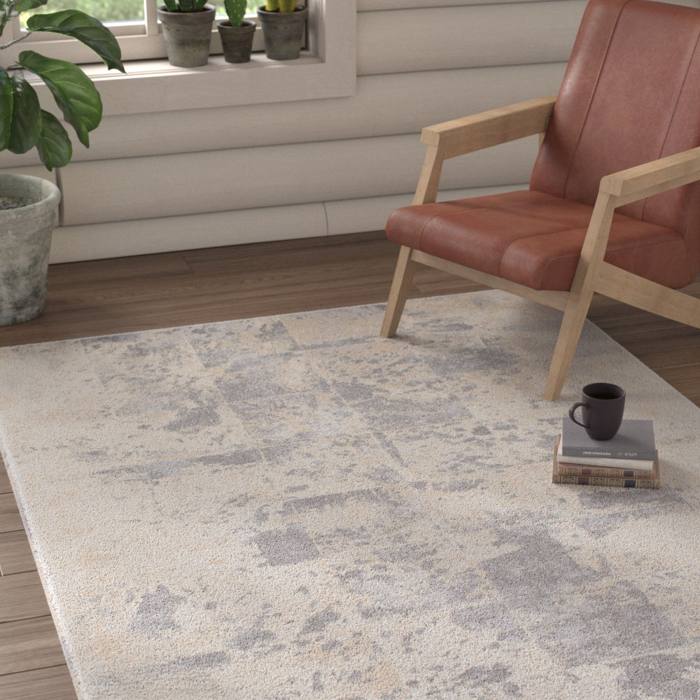 Area Rugs Longshore Medium Gray/Cream Area Rug Features: -Material: 55% polyester and 45% polypropylene.-Primary Color: Medium Gray/Cream.-Primary Pattern: Geometric.-Rug Shape: Rectangle.-Construction: Machine Made.-Technique: Power Loom.-Material: Polyester;Polypropylene -Material Details: 55% P...