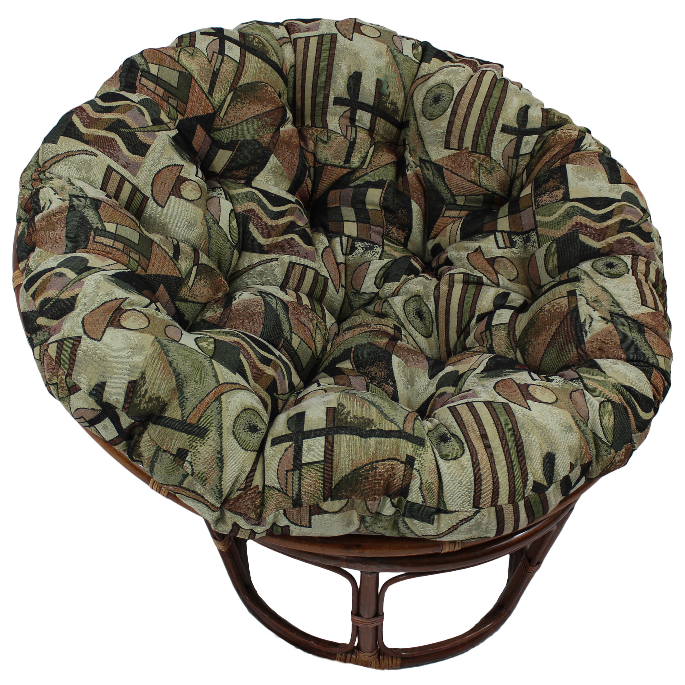 Furniture Cushions Papasan Chair Cushion Sit back and relax on this tufted cushion by Blazing Needles. This large chair pillow fits the Papasan frame and invites a modish look combined with warm comfort into your home. Nestle into this thickly padded cushion and take a nap. Made of soft poly...