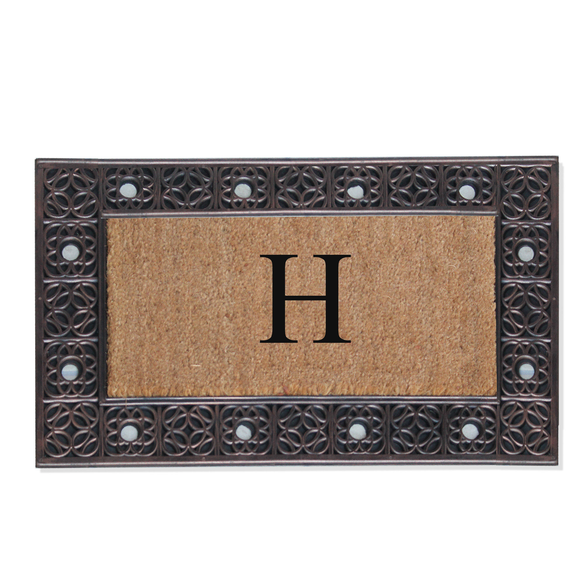 First Impression Rubber and Coir Doormat Letter: H