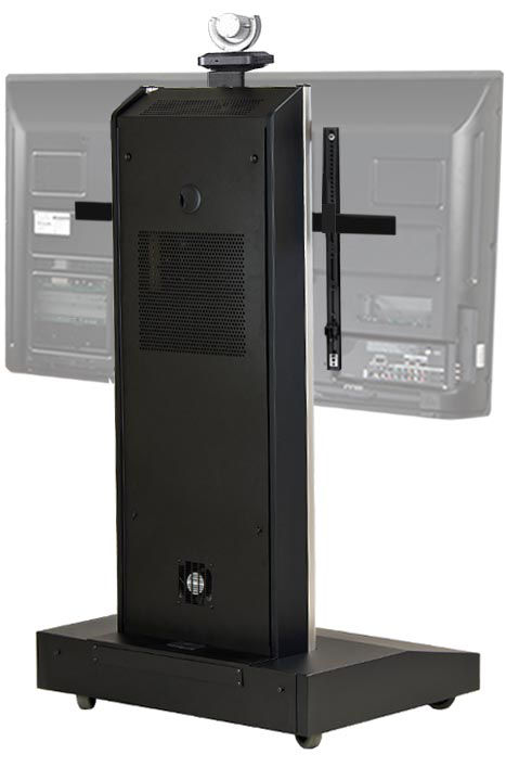 TV Mounts Moble Telepresence Stand with Monitor Mount for 50 VFI's mobile telepresence stand for extra large monitors provides a clean modern look for a wide range of video conferencing and flat panel display applications. It features a self supporting frame with built in shelves engineered for all common video...