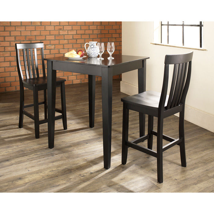Pittman 3 Piece Pub Table Set with Tapered Leg Table and Barstools Finish: Black