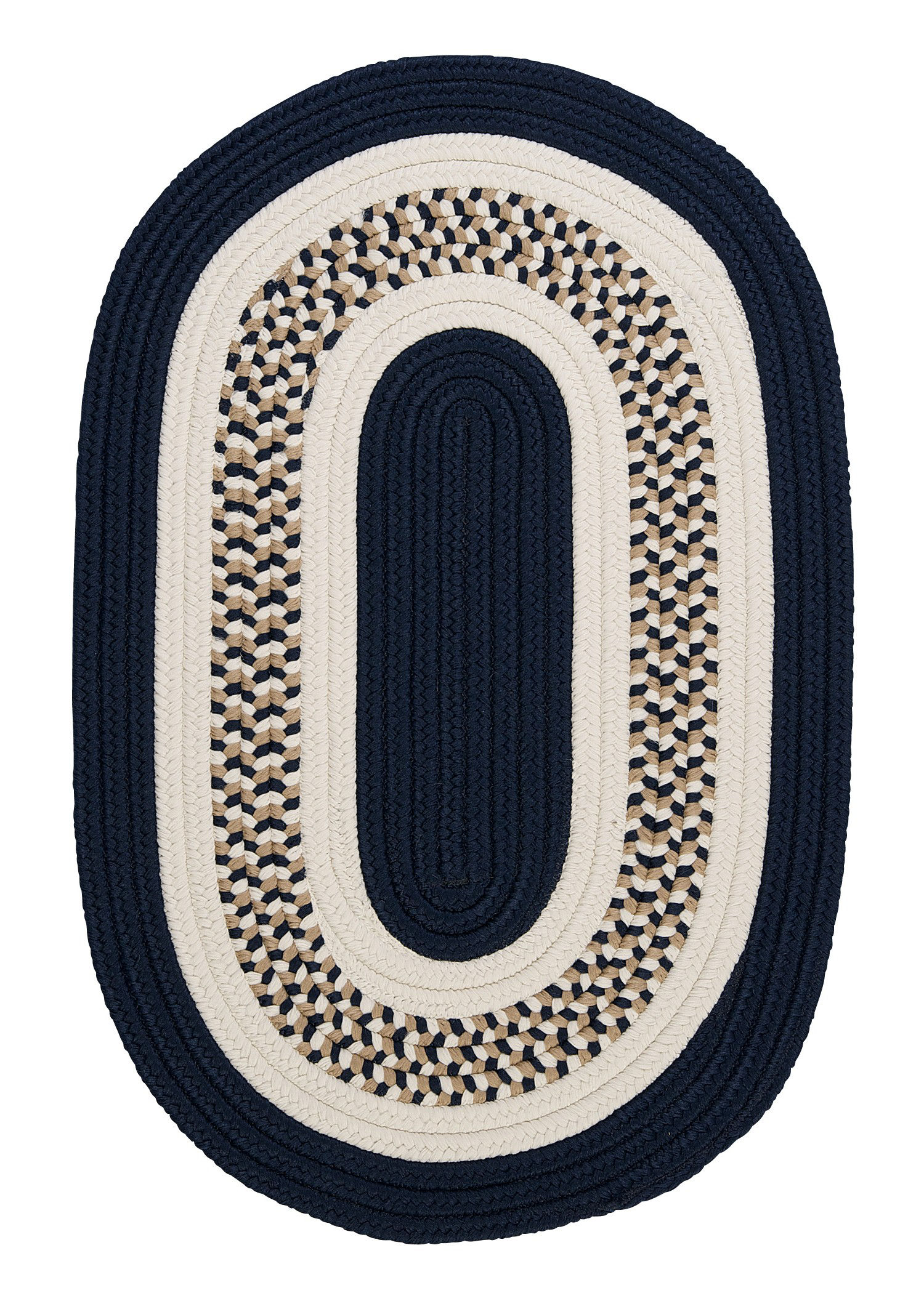 Germain Navy/Beige Area Rug Rug Size: Oval Runner 2' x 10'
