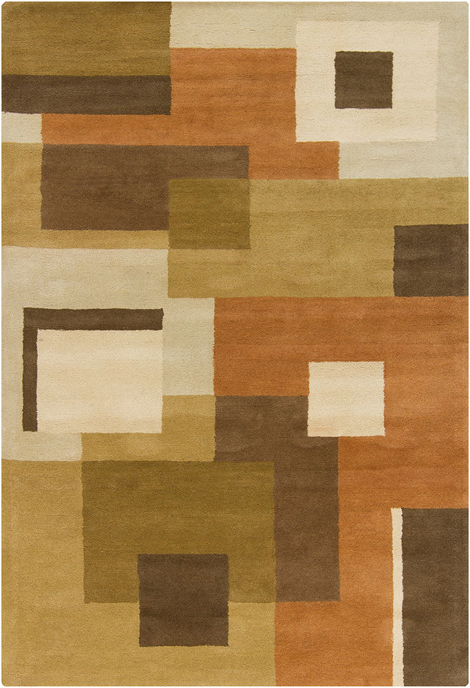 Quinney Hand Tufted Wool Brown/Green Area Rug