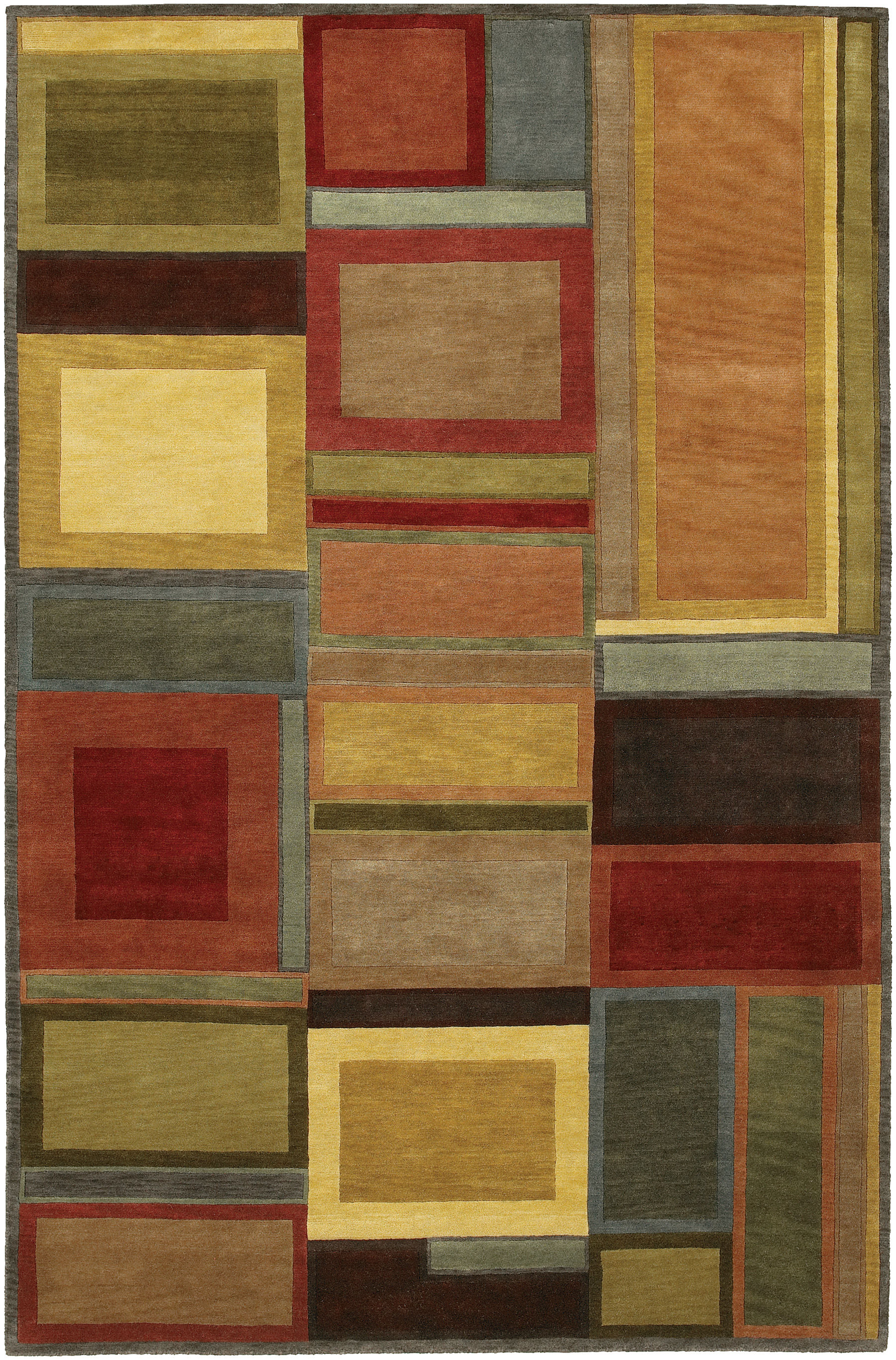 Quast Blocks Hand-Knotted Brown Area Rug