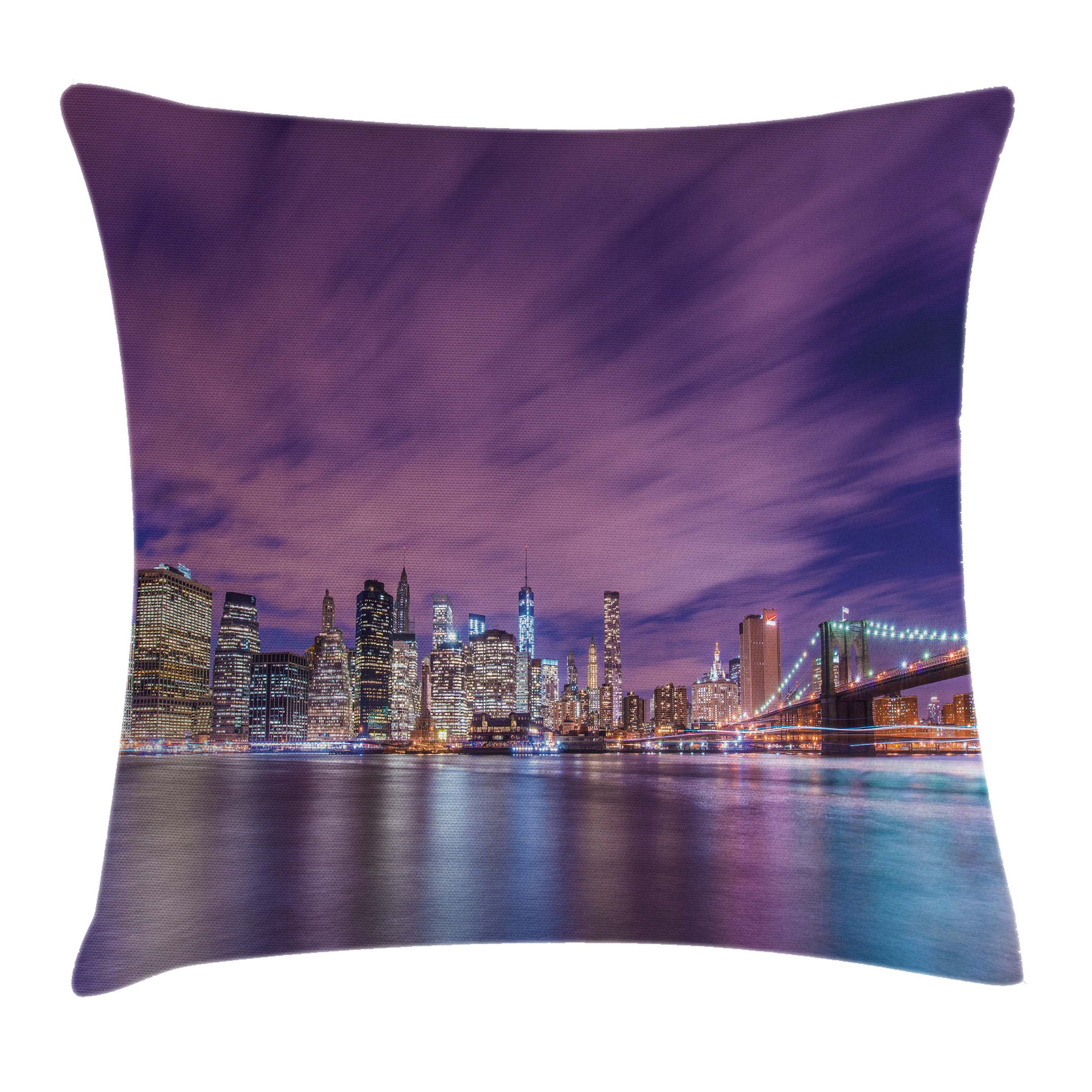 New York City Skyline Square Pillow Cover Size: 16