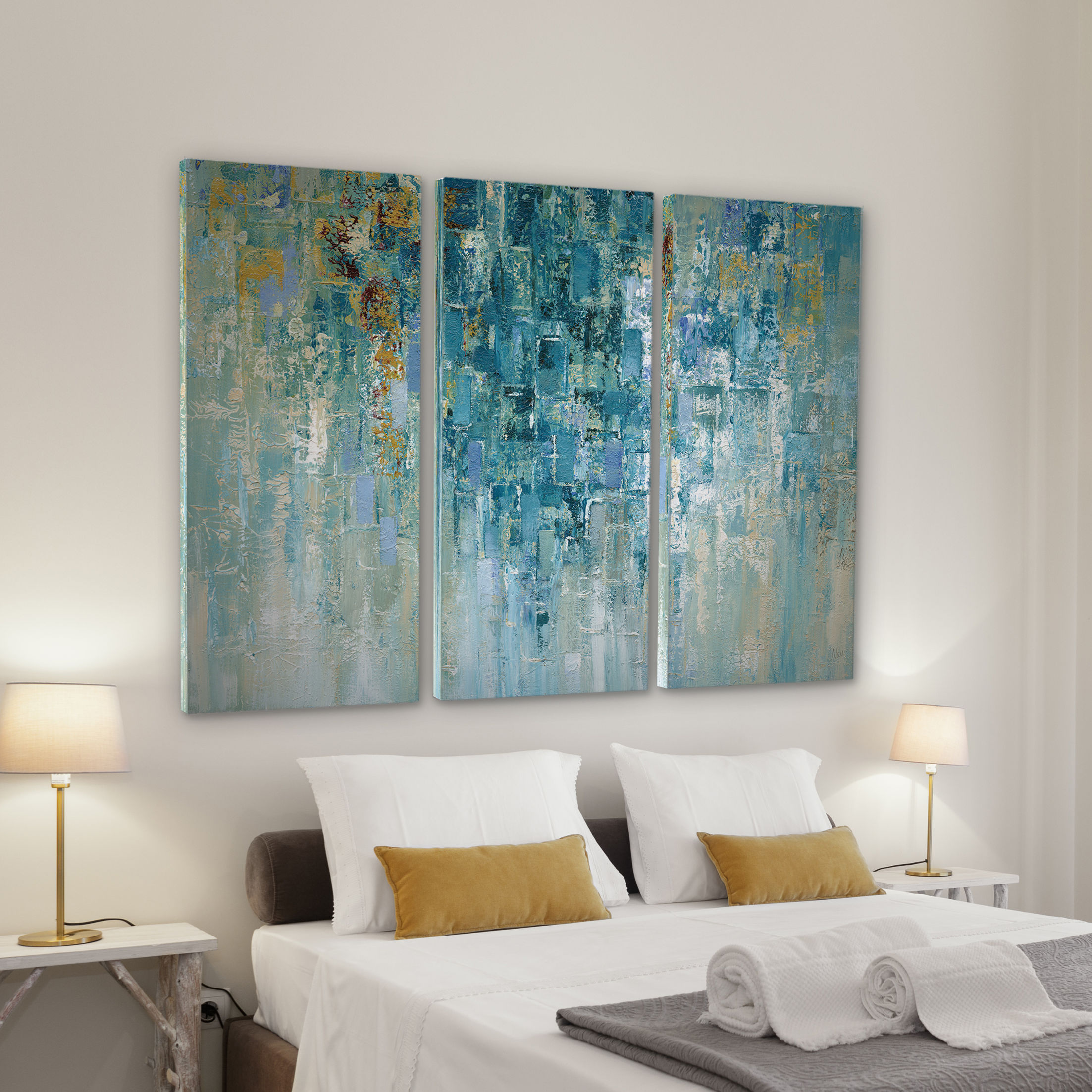 'I Love the Rain' Acrylic Painting Print Multi-Piece Image on Gallery Wrapped Canvas