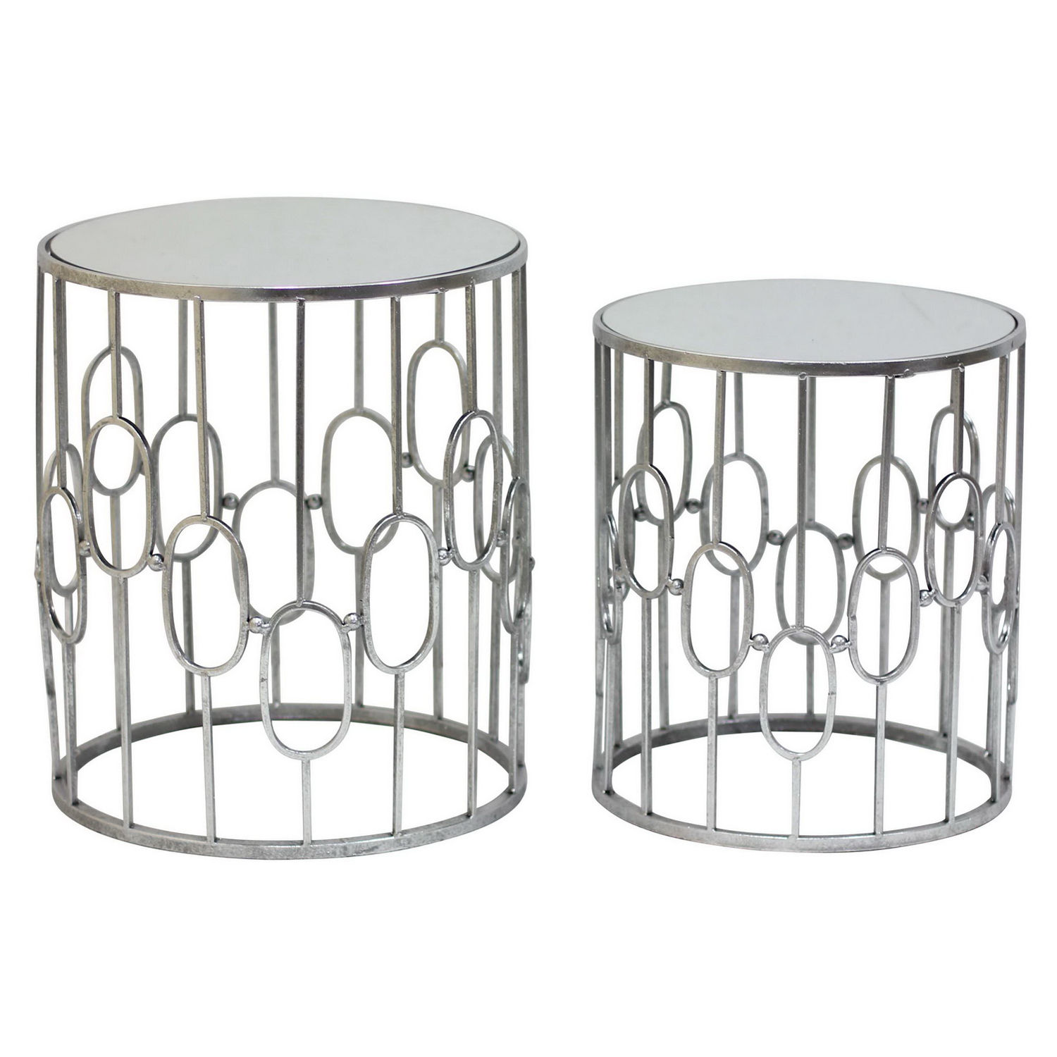 Round Metal 2 Piece Nesting Tables