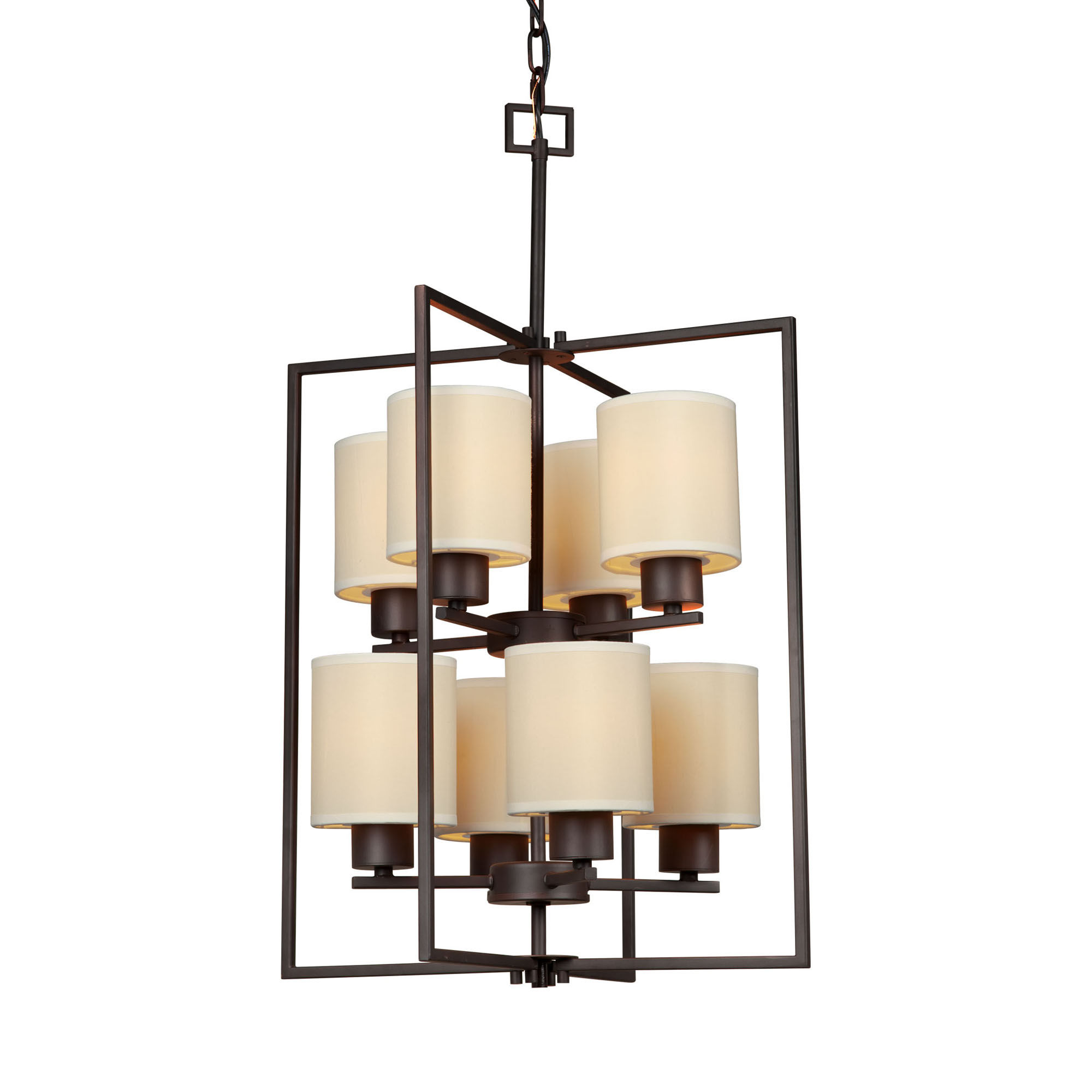 Chandeliers Waldrop 8-Light Shaded Chandelier Features: -Material: Steel.-Fixture Design: Shaded Chandelier.-Number of Lights: 8.-Number of Tiers: 2.-Light Direction: Ambient.-Finish: Antique Bronze.-Style: Modern & Contemporary.-Shade Included: Yes -Shade Color: Cream.-Shade Material: Fabric..-P...