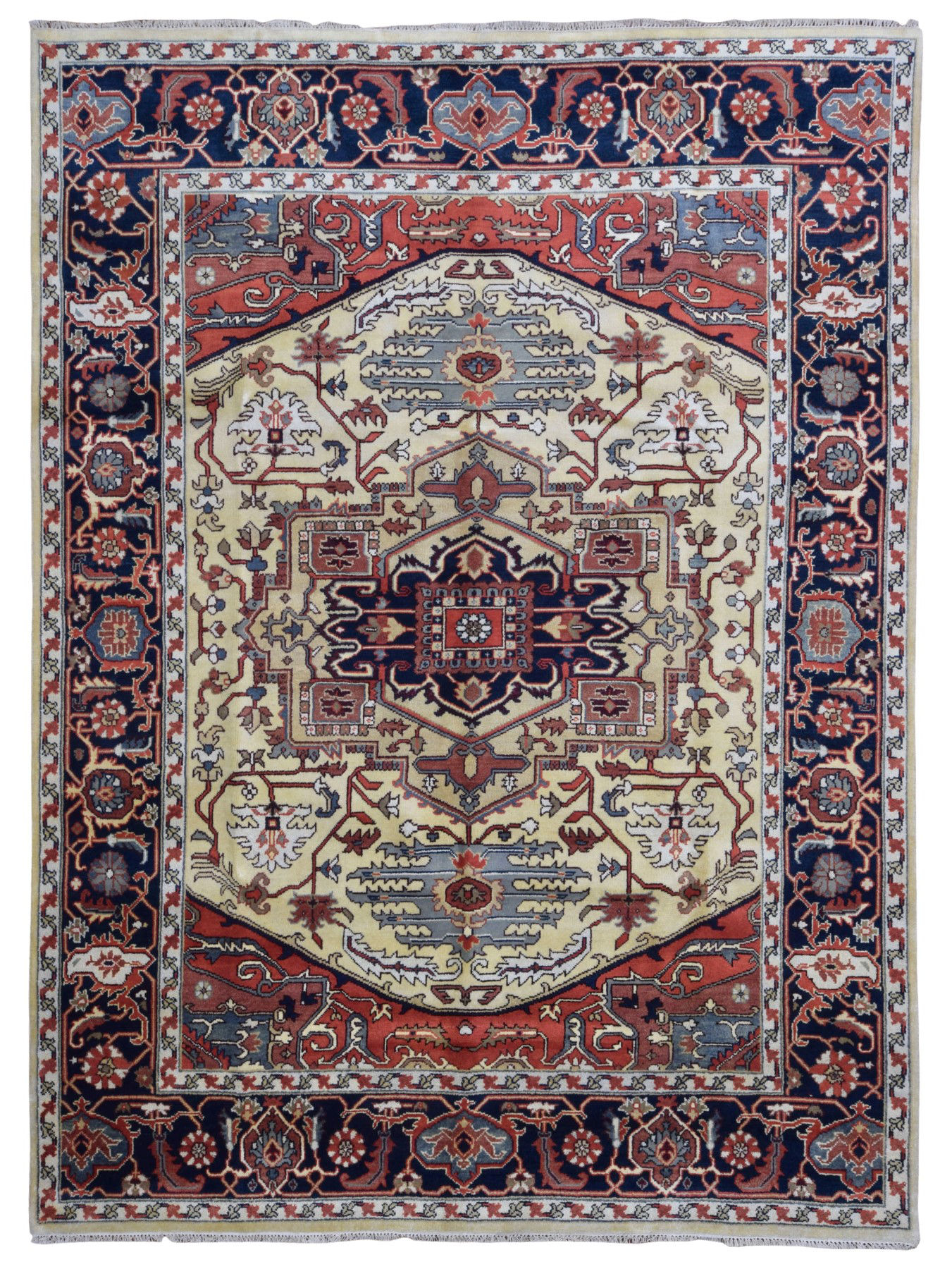 Area Rugs One-of-a-Kind Franktown Serapi Hand-Woven Wool Red/Green Area Rug Put a bold accent in your living or dining room with this Franktown Serapi Hand-Woven Wool Red/Green Area Rug. The striking red and green offer a rich, traditional look, and plush wool offers years of durable use. Features: -Weave type hand-knotted, h...